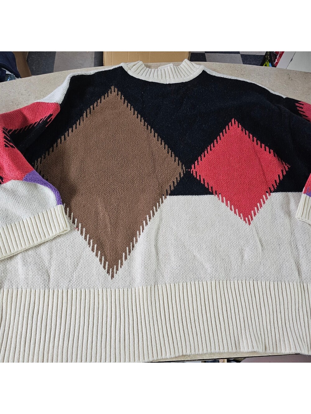 Free People Cozy Geometric Pattern Sweater Size M - Picture 2 of 7